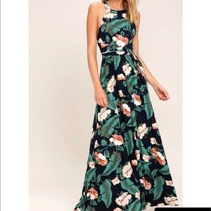 Temptation Island Navy Blue Floral Maxi Dress